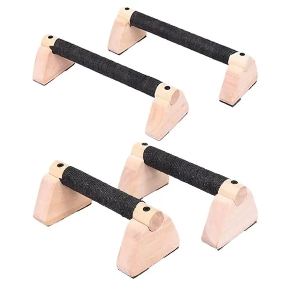 Wood Calisthenics Bar Solid Wood Parallettes Push-Up Bar for Home Gym Floor Workouts Bodyweight Training - Image 2