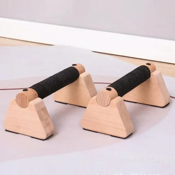 Wood Calisthenics Bar Solid Wood Parallettes Push-Up Bar for Home Gym Floor Workouts Bodyweight Training - Image 4