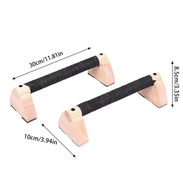Wood Calisthenics Bar Solid Wood Parallettes Push-Up Bar for Home Gym Floor Workouts Bodyweight Training - Image 7